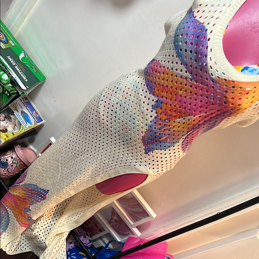 Multicolor Crochet Maxi Dress swim coverup